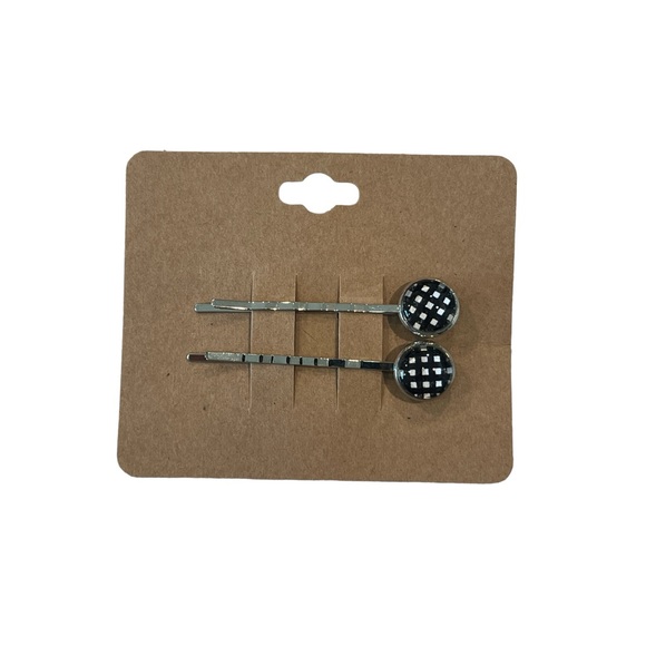 NEW Checkerboard Print Design Bobby-pin Set - Picture 2 of 2